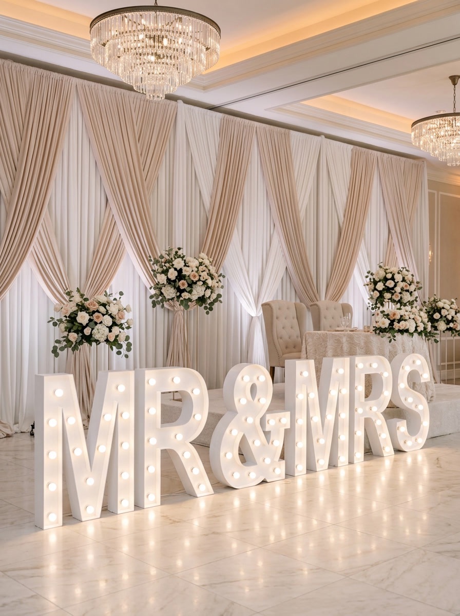 MR & MRS lichtletters huren voor een trouwfeest – Lettersevent