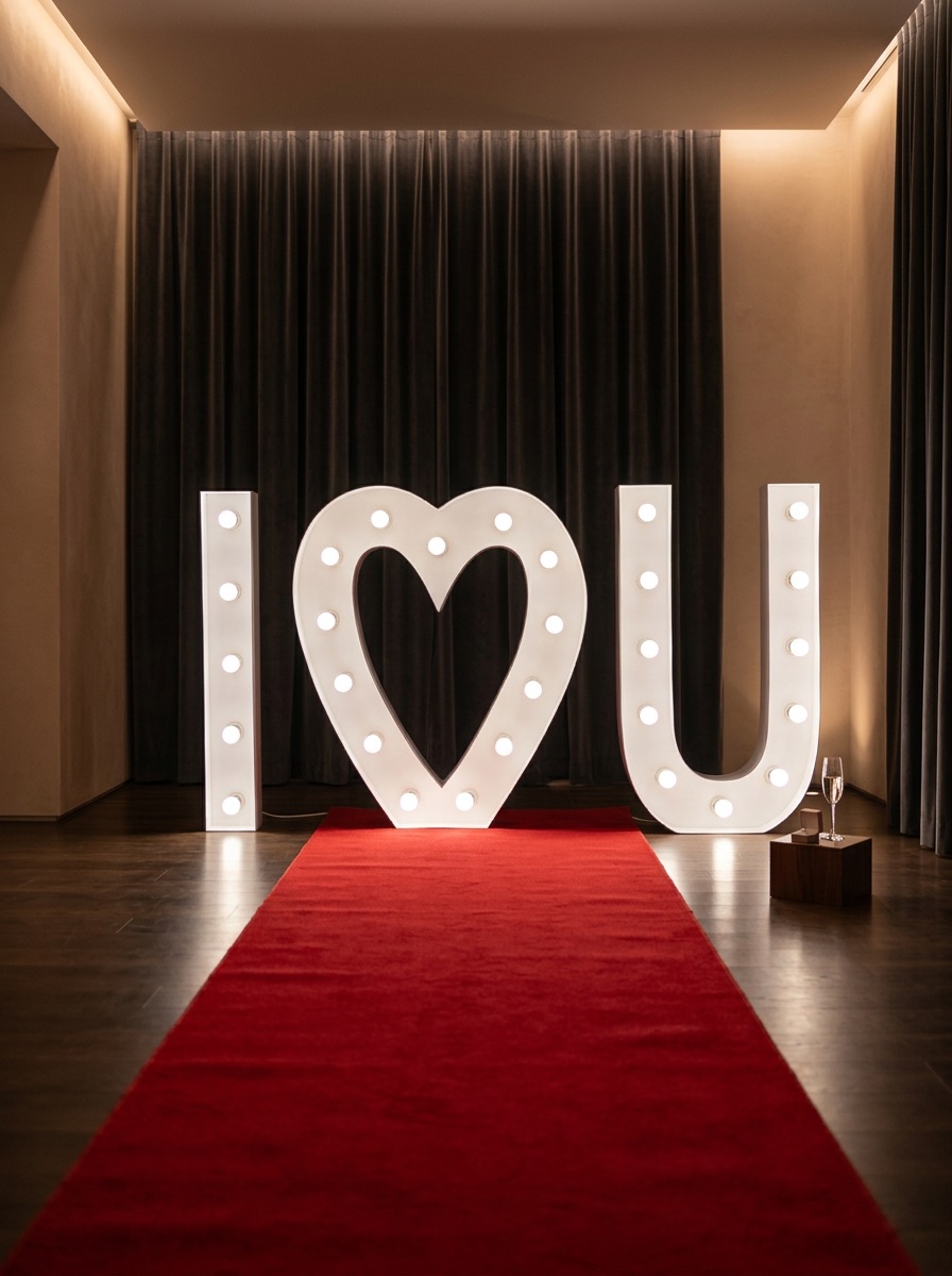 I LOVE U lichtletters huren voor een huwelijksaanzoek – Lettersevent