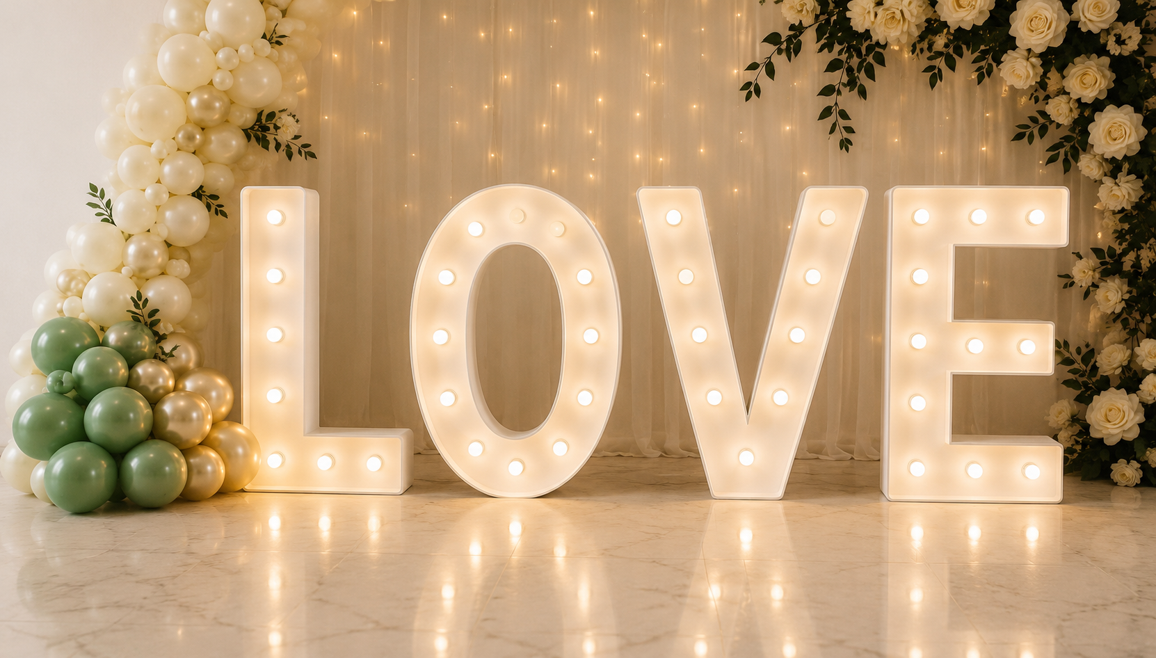 LOVE lichtletters huren voor een bruiloft, verloving of romantisch evenement – Lettersevent